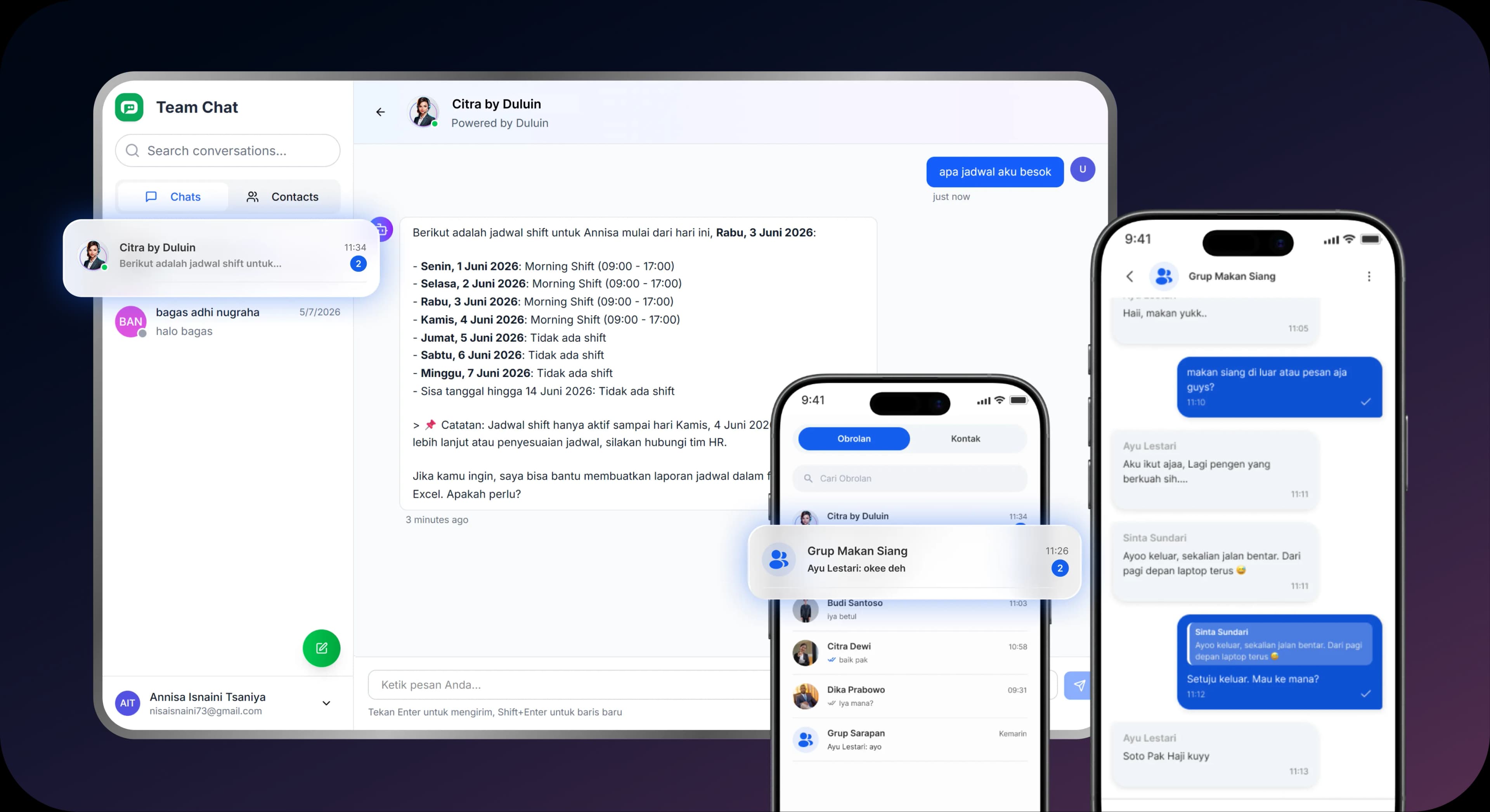 Pratinjau aplikasi Duluin Chat